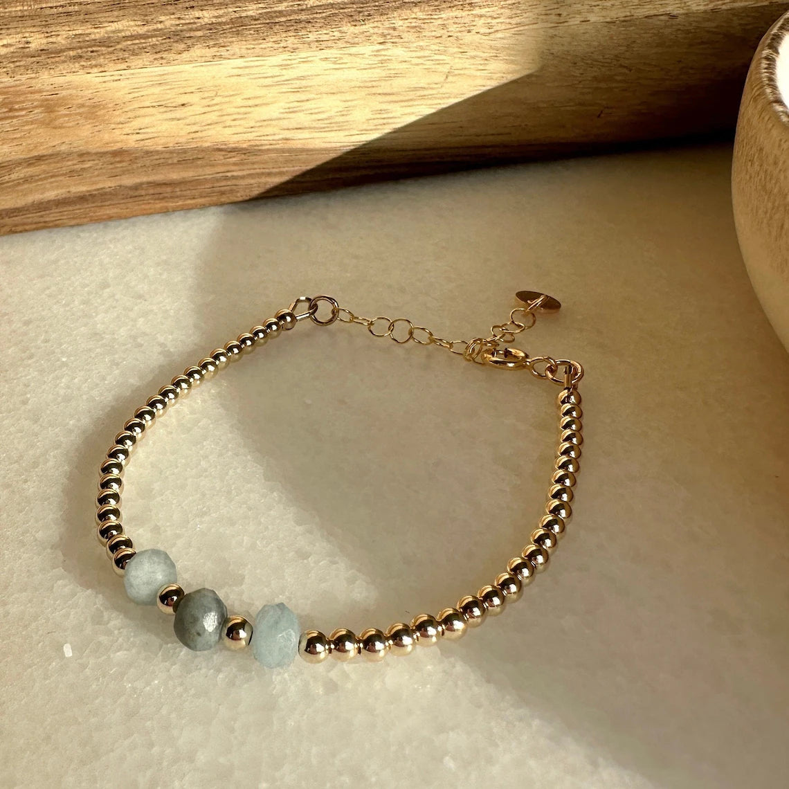 Natural Aquamarine Bead Bracelet