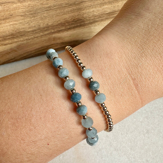 Natural Aquamarine Bead Bracelet