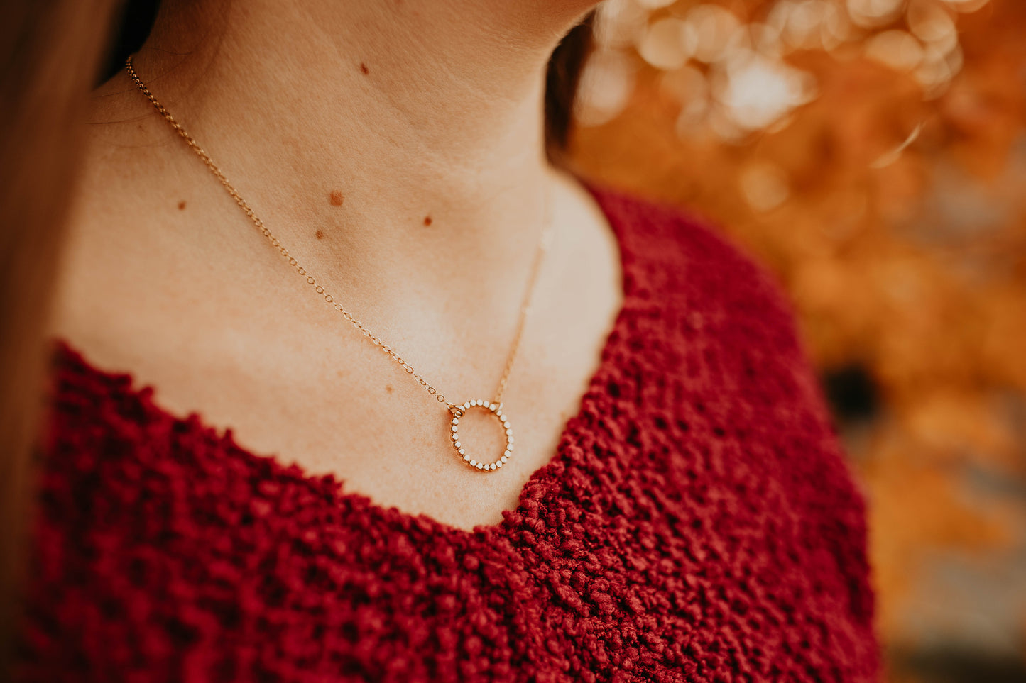 Gold Bead Circle Necklace