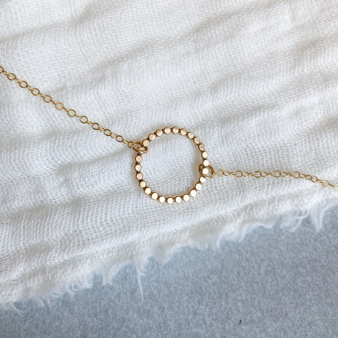 Gold Bead Circle Necklace