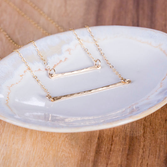 Gold Bar Necklace, Simple Bar Necklace, Gold Bar Necklace, Dainty bar, delicate Bar, Simple Necklace, Hammered Bar Necklace, Dainty Necklace