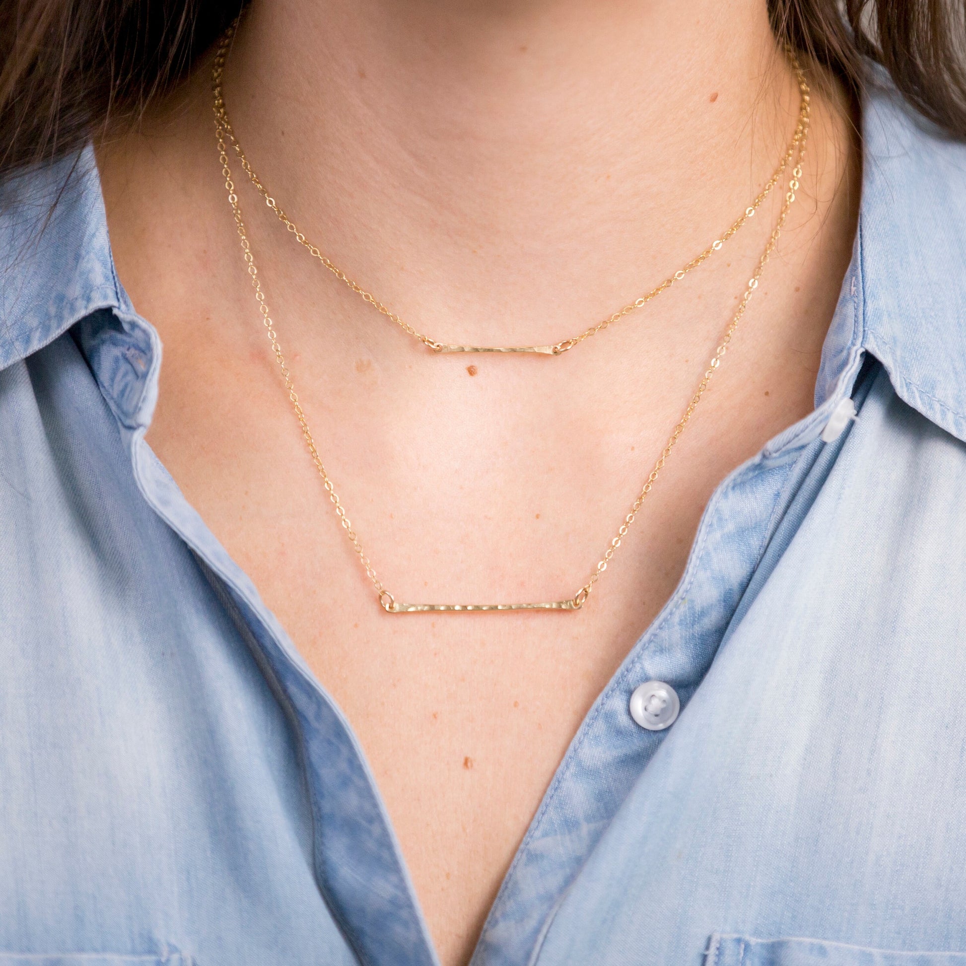 Gold Bar Necklace, Simple Bar Necklace, Gold Bar Necklace, Dainty bar, delicate Bar, Simple Necklace, Hammered Bar Necklace, Dainty Necklace