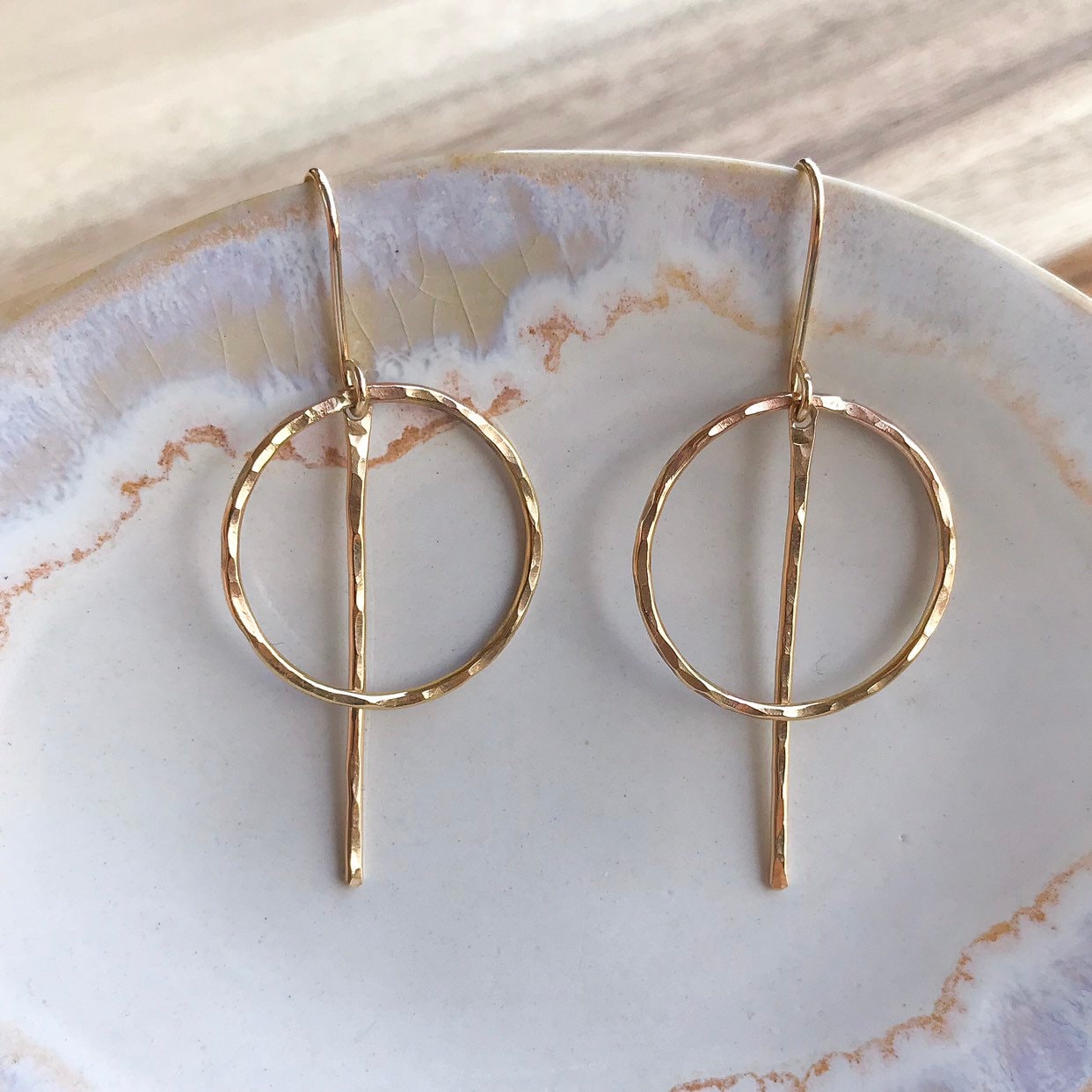Silver Circle Bar Earrings, Circle Earrings, Simple Gold Hoops Earrings, Hoop Drop Earrings, Long Silver Earrings, Geometric Earrings