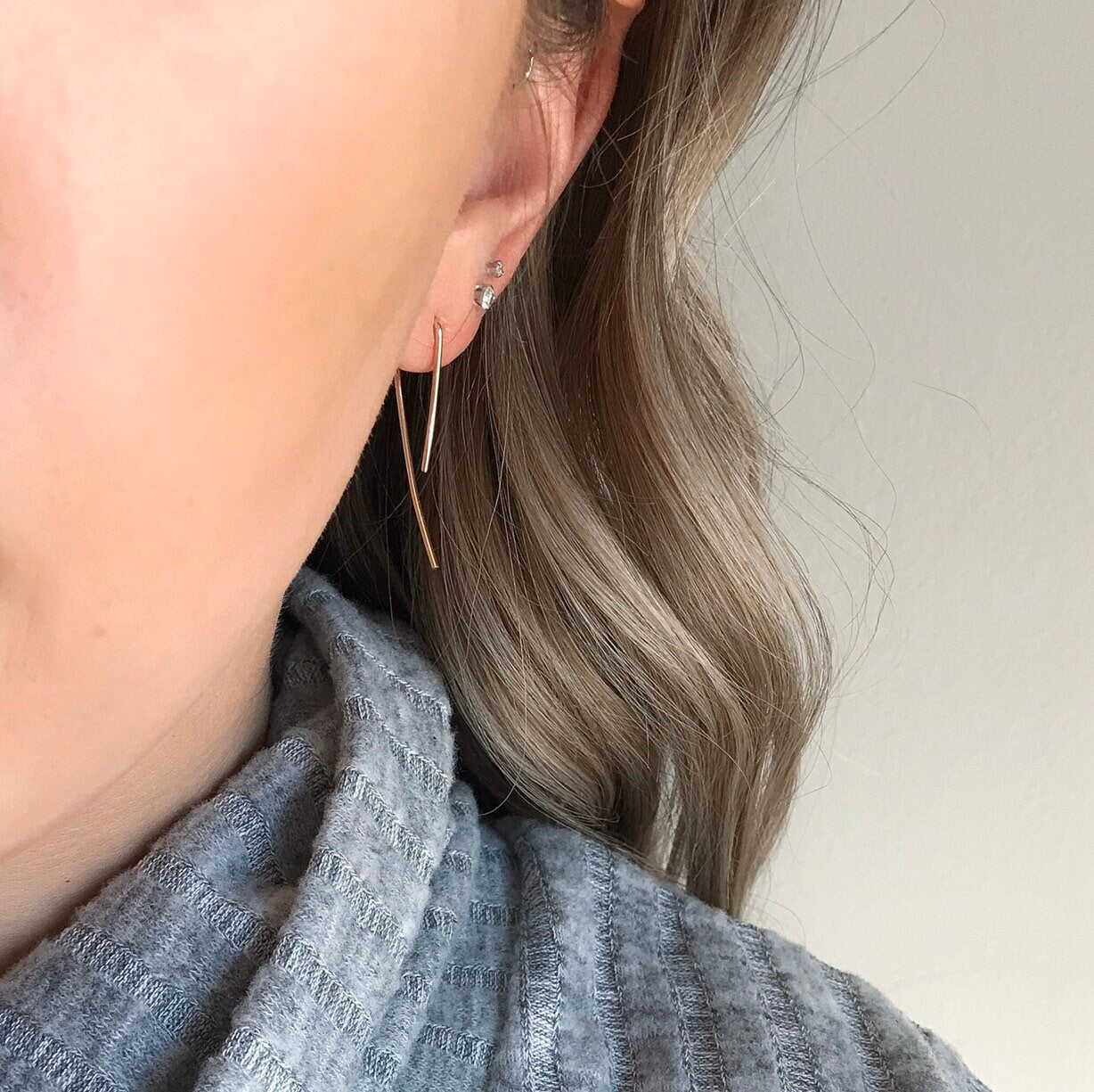 Open Hoop Earrings, Minimalist Earrings, Gold U Earrings, Silver U Earrings, Arc Earrings, Small Horseshoe, Dainty Earrings, Gold Earrings