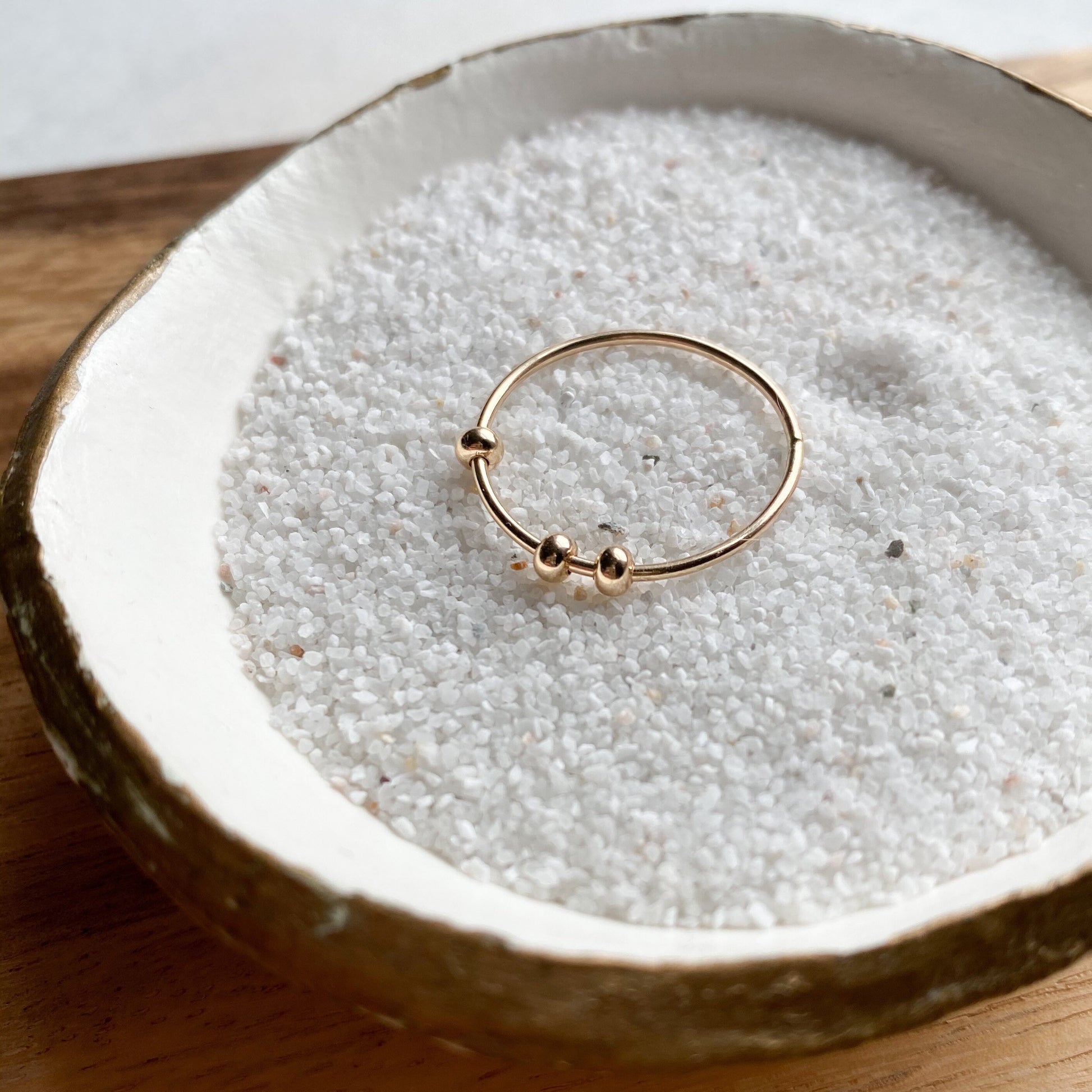 Anxiety Bead Ring Set with Hammered Stacking Ring