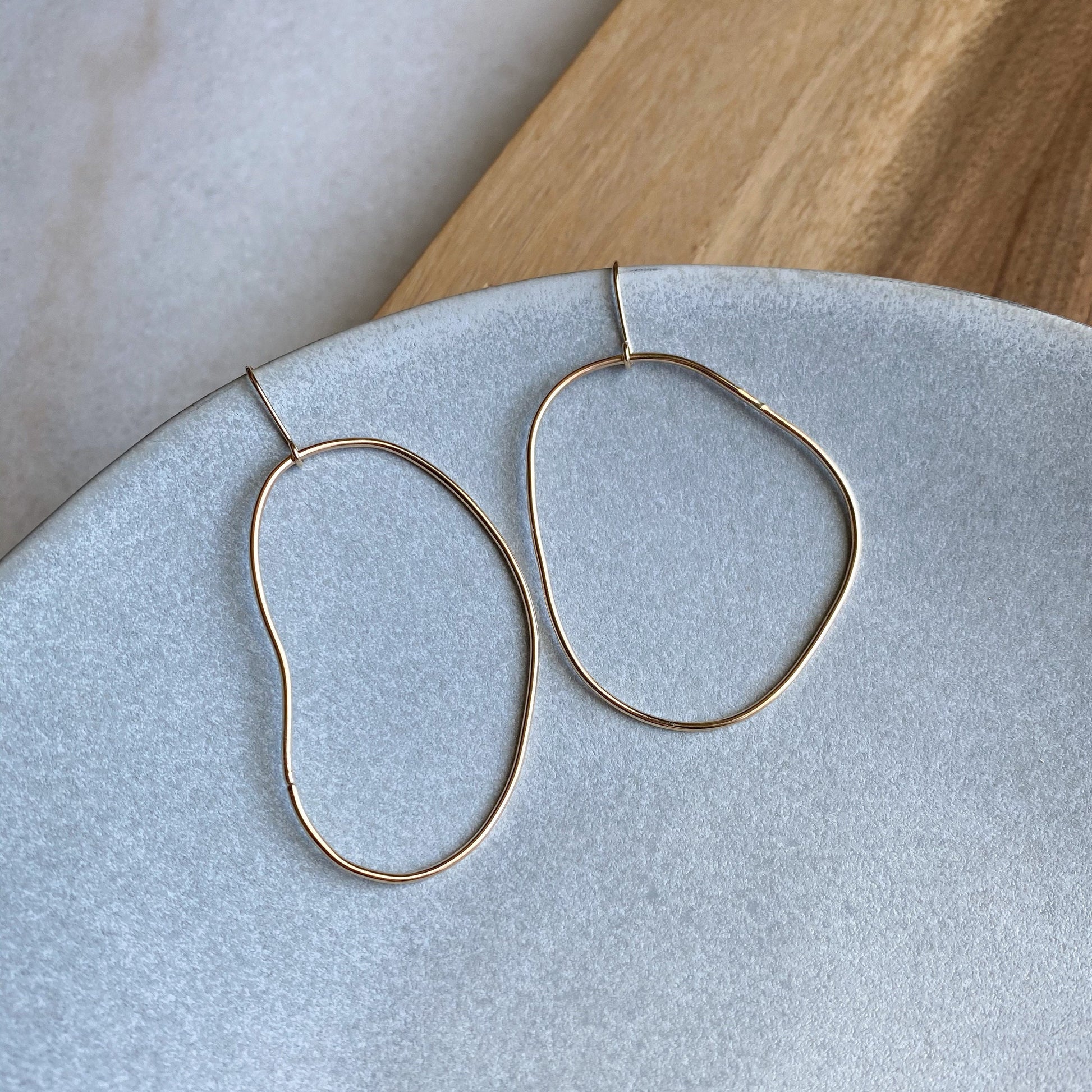 Abstract Earrings, Asymmetrical Earrings, Gold Earrings, Circle Earrings, Simple Gold Hoops Earrings, Hoop Drop Earrings, Long Gold Earrings