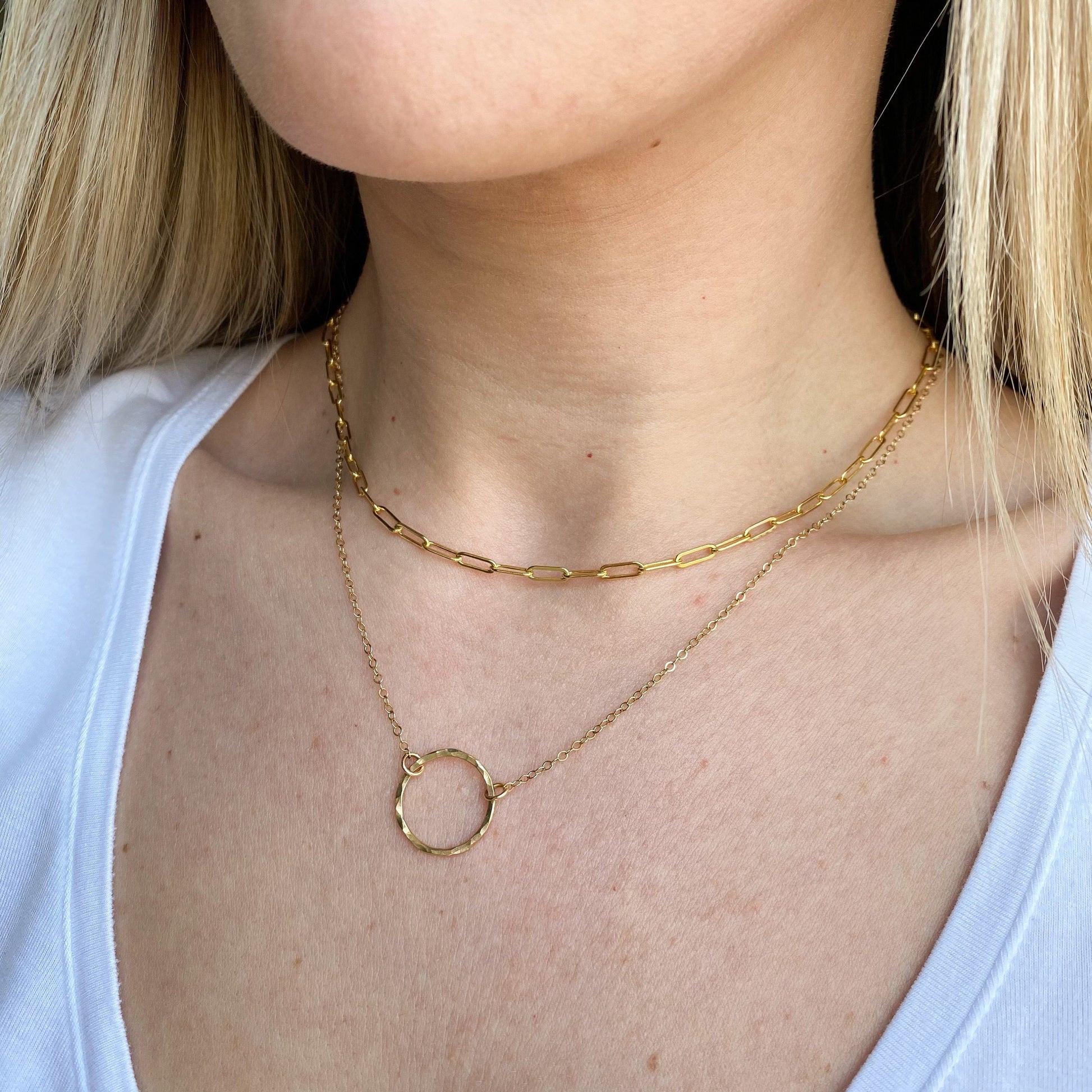 Paperclip Chain Necklace, Solid 14K Gold Fill Ladies Rectangle Link Necklace , Multiple Sizes, With or Without Extender, Gold Necklace