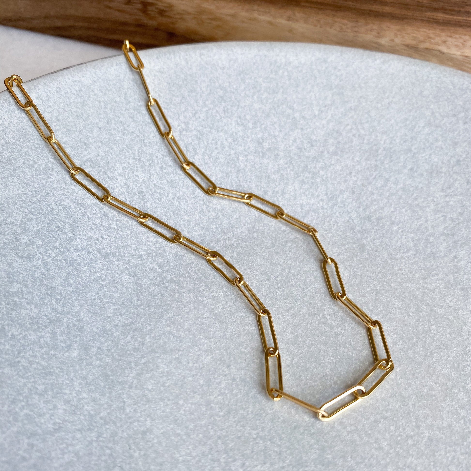 Paperclip Chain Necklace, Solid 14K Gold Fill Ladies Rectangle Link Necklace , Multiple Sizes, With or Without Extender, Gold Necklace