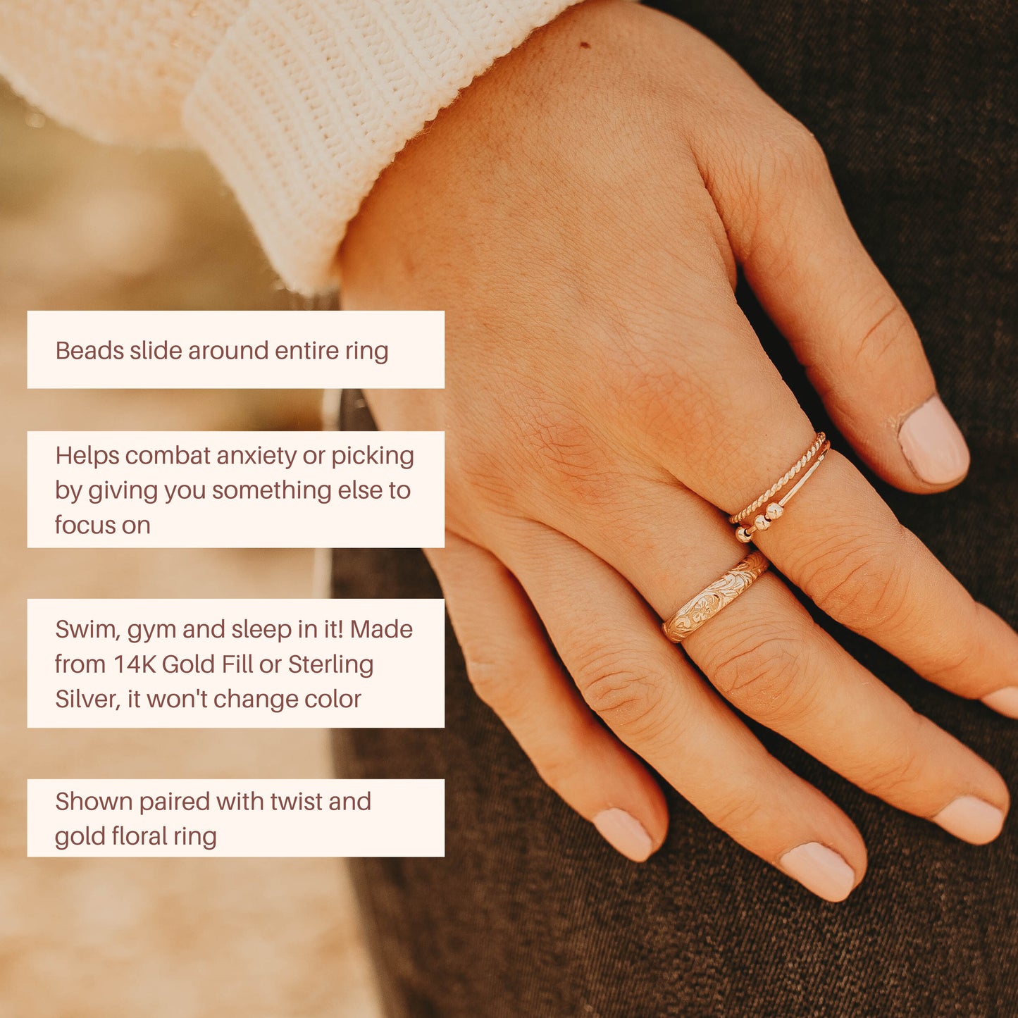 SPECIAL LISTING Fidget Anxiety Ring for Women - Thicker Band, Stackable Anxiety Ring Spinner, Fidget Anxiety Ring