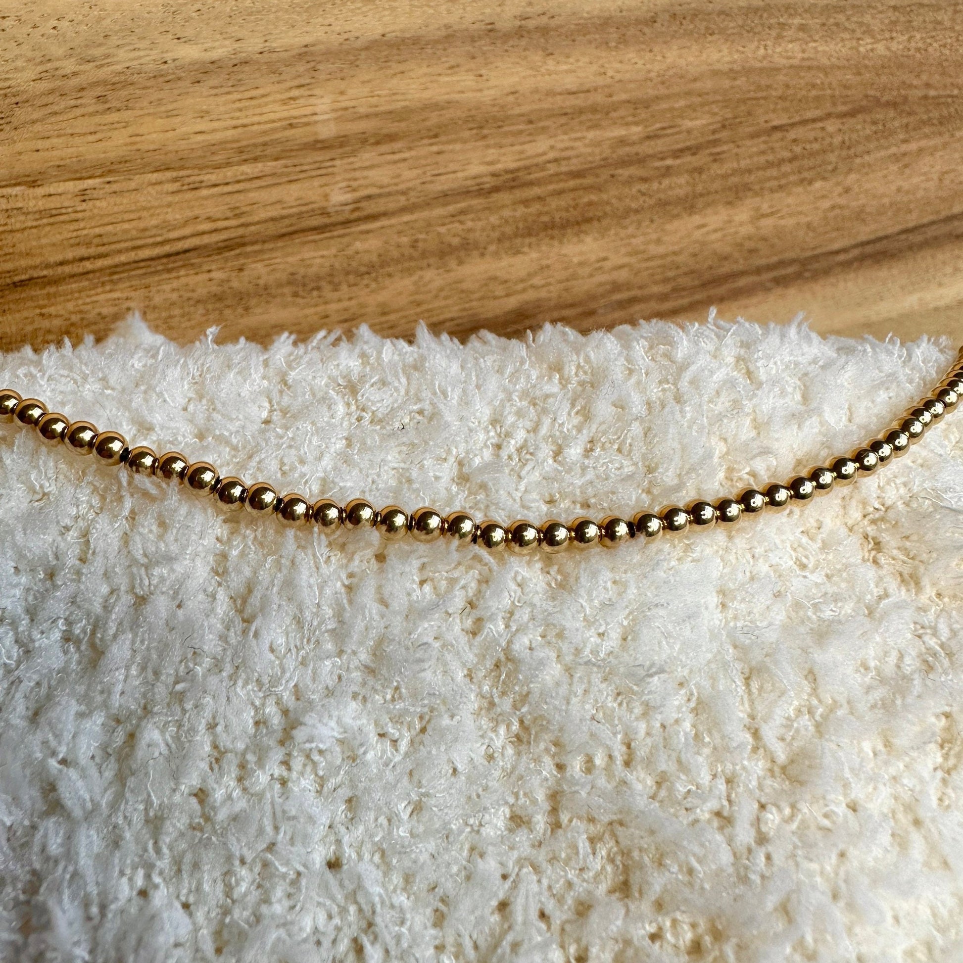 Handmade 3mm Gold Filled Bead Bracelet, Name Plate Bracelet, Pearl Bracelet, Paperclip Chain Bracelet