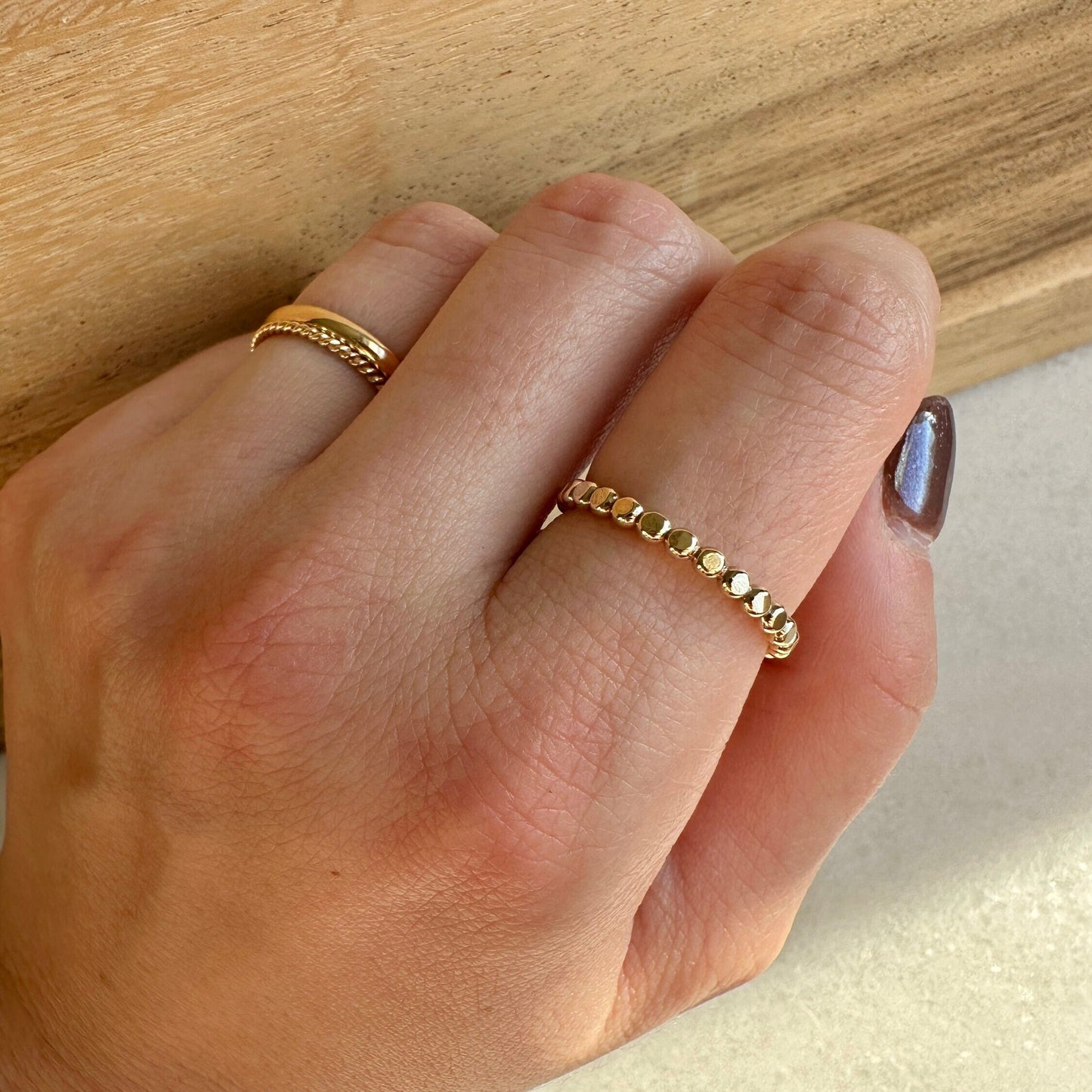 Gold Filled Dot Bead Ring, Minimalist stacking ring set, stackable ring, gold ring, bead ring, dot ring,