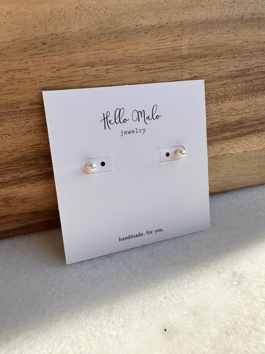 Pearl Stud Earrings, Simple Pearl Earrings, Bridal Pearl Post Earrings, Handmade Jewelry