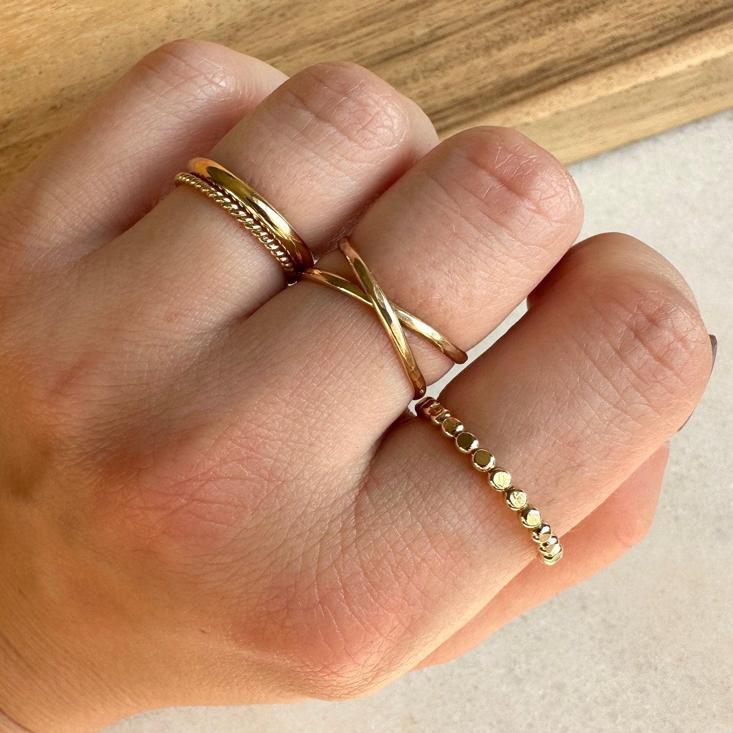 Gold Filled Dot Bead Ring, Minimalist stacking ring set, stackable ring, gold ring, bead ring, dot ring,