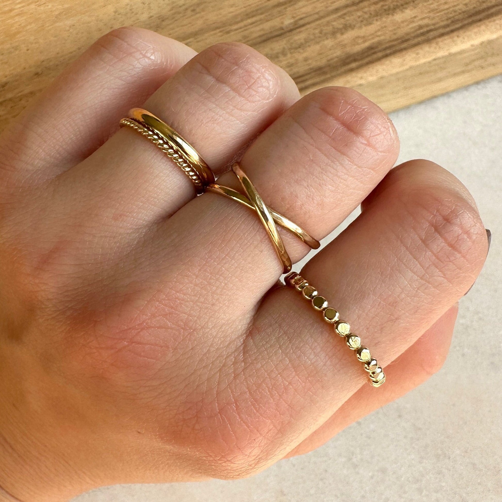 Gold Filled Dot Bead Ring, Minimalist stacking ring set, stackable ring, gold ring, bead ring, dot ring,