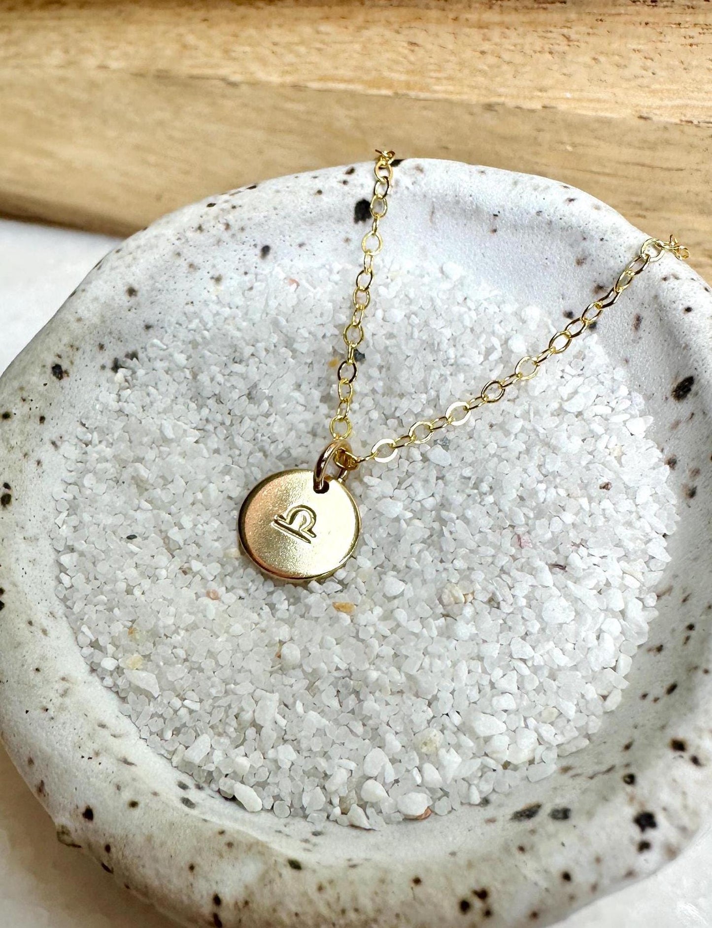 Dainty Zodiac Charm Necklace, Hand Stamped Zodiac Necklace