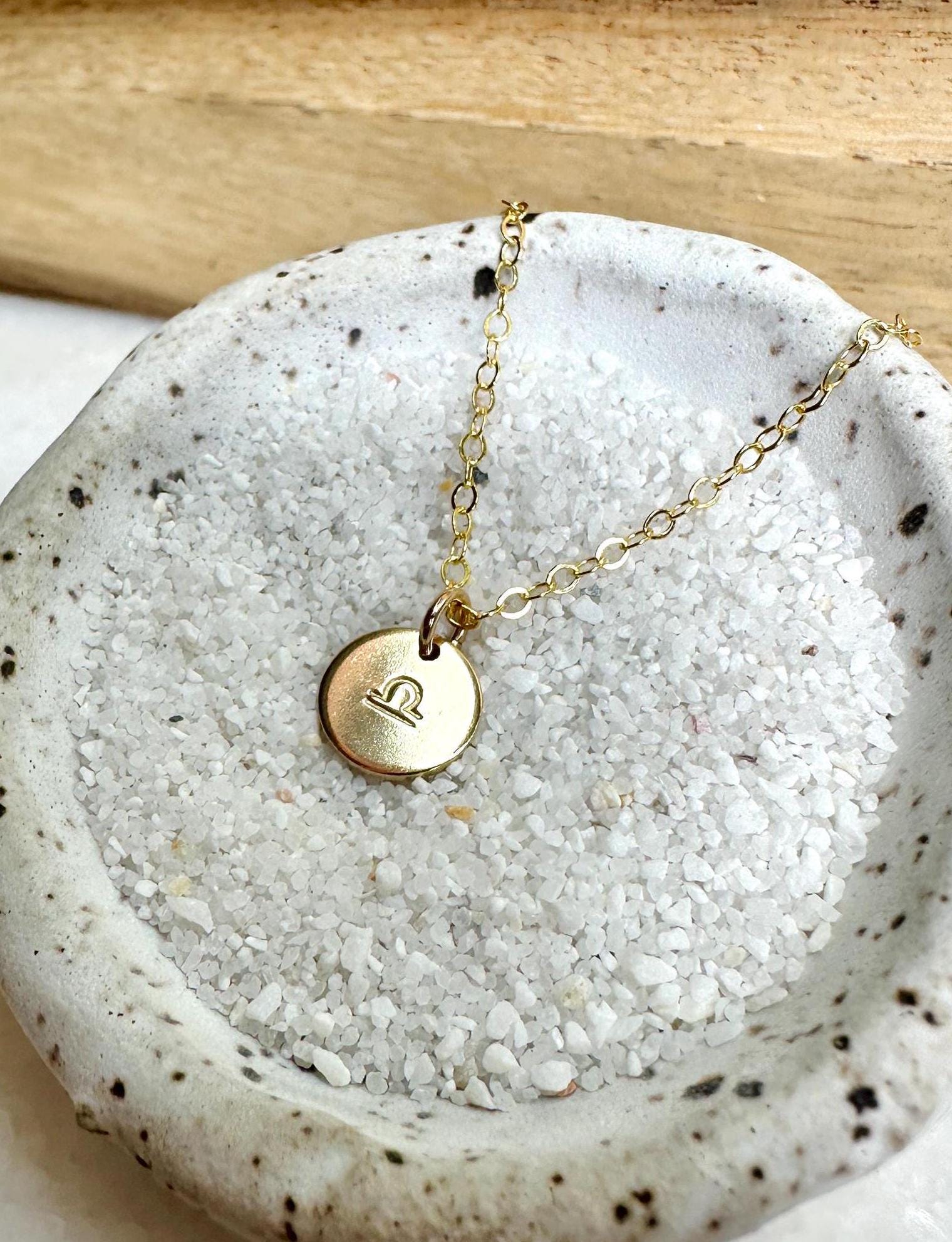 Dainty Zodiac Charm Necklace, Hand Stamped Zodiac Necklace