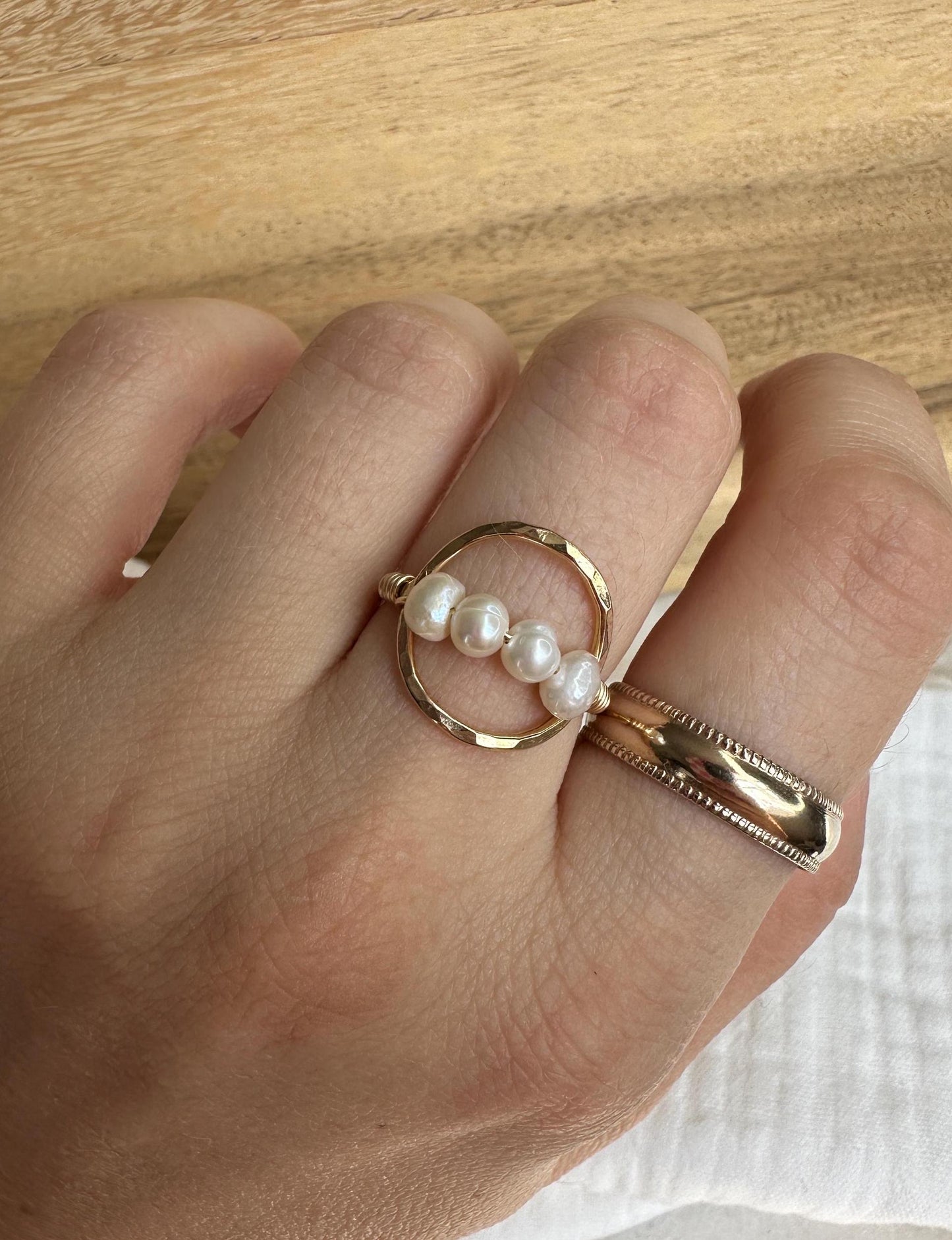 Lily Pearl Karma Ring, Pearl Open Circle Ring