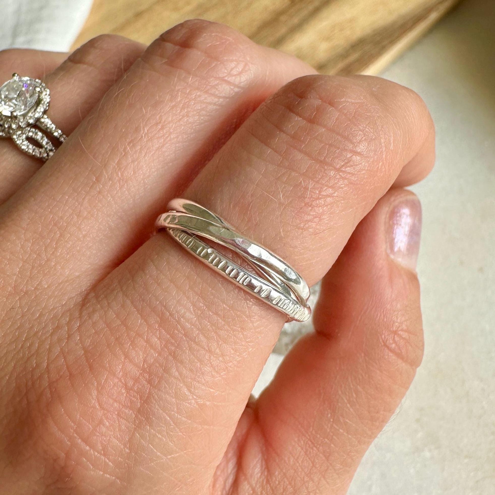 Triple Band Rolling Ring, Thick Intertwined Bands, Intertwined Ring, Fidget Anxiety Ring