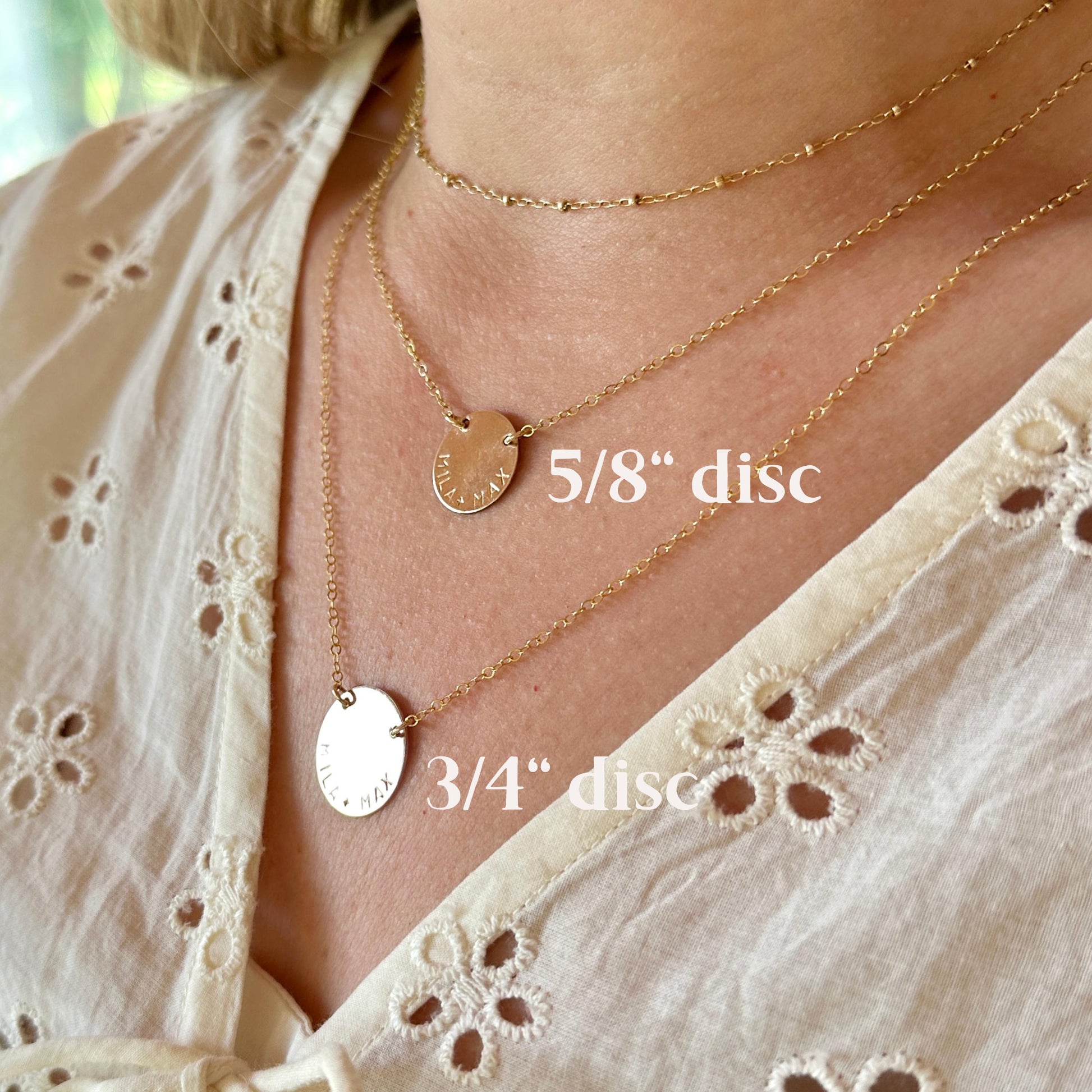 Personalized Name Disc Necklace, Gold Hand Stamped Necklace