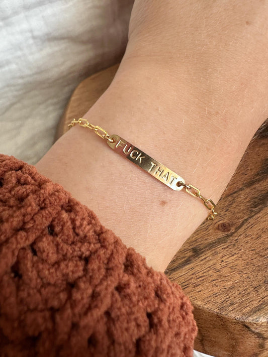 Fuck Off Paperclip Bracelet, Custom Paperclip Bracelet, Hand Stamped