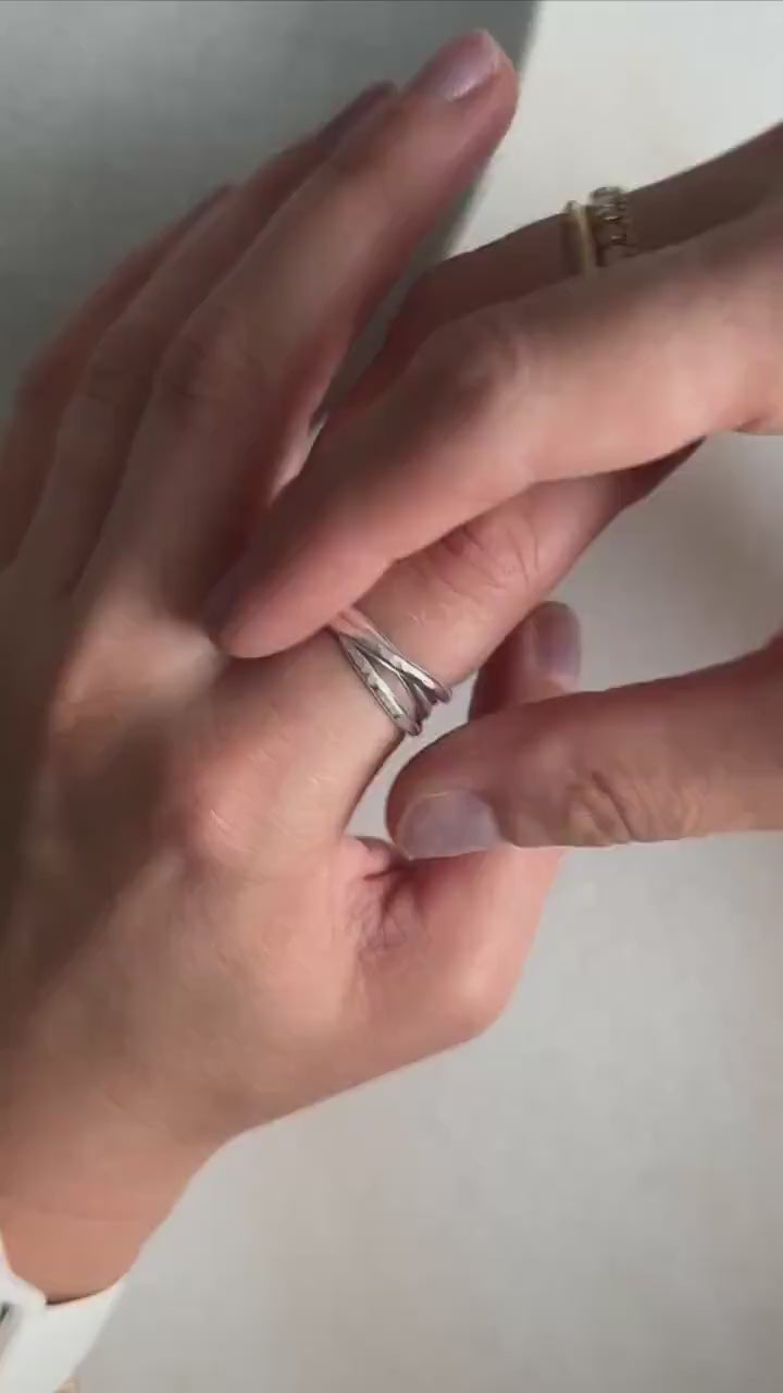 Triple Band Rolling Ring, Thick Intertwined Bands, Intertwined Ring, Fidget Anxiety Ring