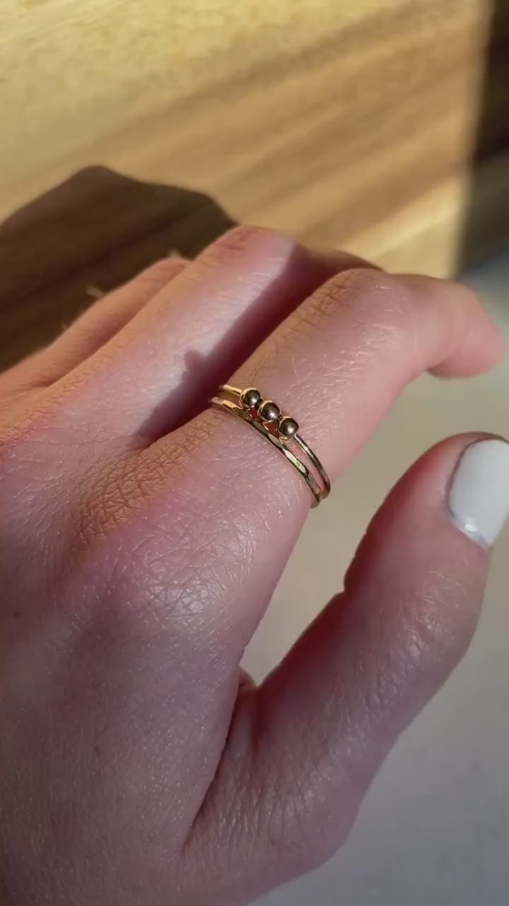 Fidget Anxiety Bead Ring SET - Fidget Ring, Worry Ring, Womens Spinner Rings, Stacking Rings, Stackable Rings