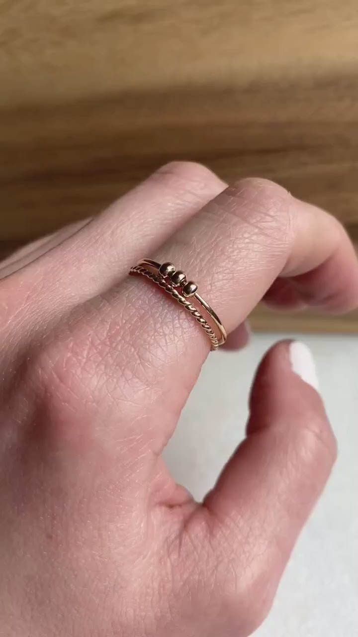 Thick Fidget Anxiety Ring for Women - Thicker Band, Extra Strong Stackable Anxiety Ring Spinner, Fidget Anxiety Ring