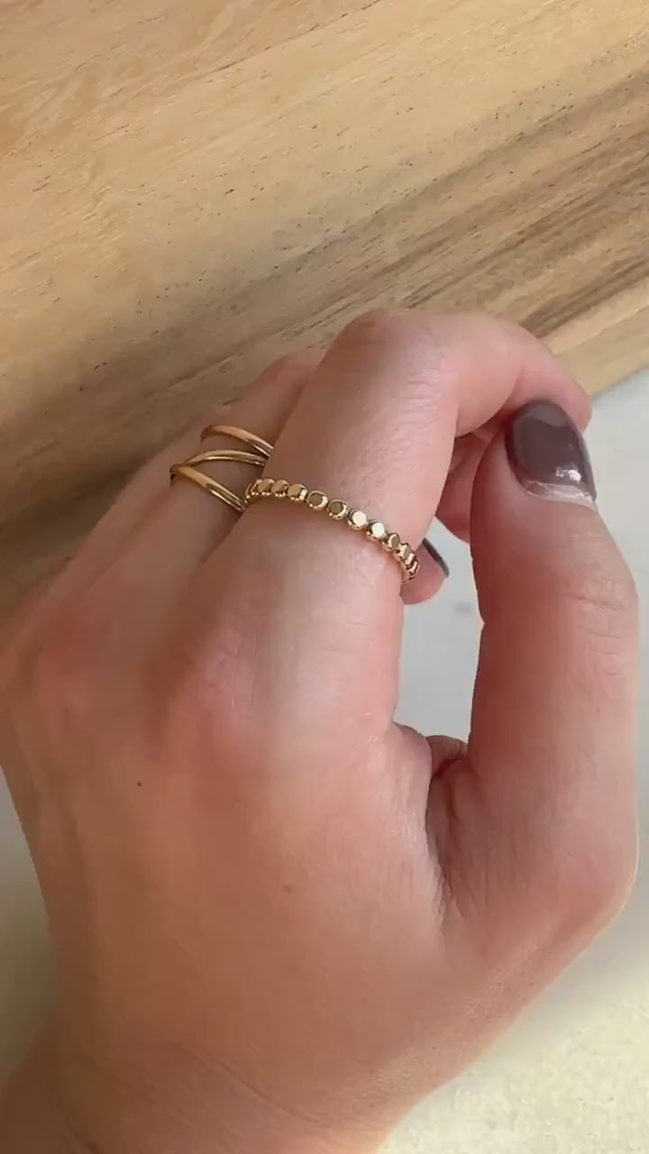 Gold Filled Dot Bead Ring, Minimalist stacking ring set, stackable ring, gold ring, bead ring, dot ring,