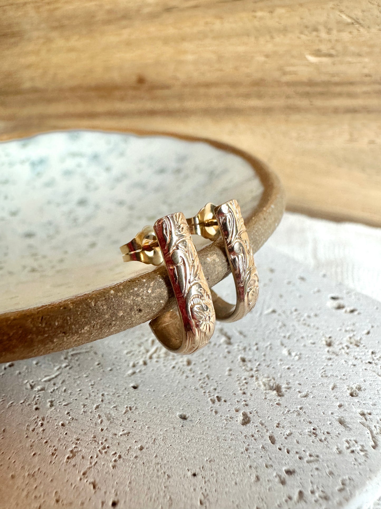 Floral Huggie Hoop Earrings
