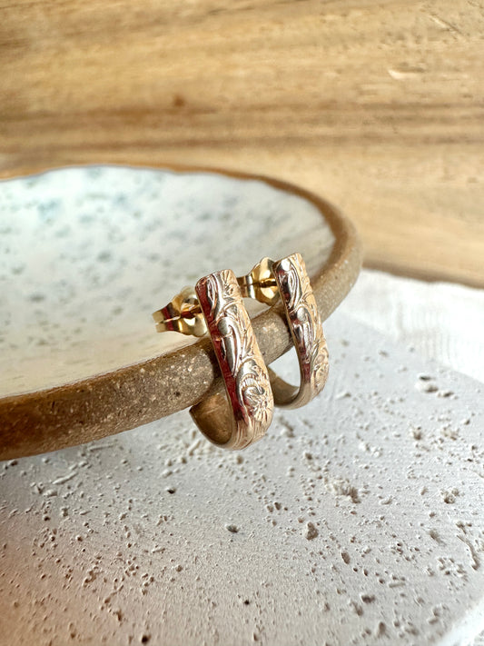 Floral Huggie Hoop Earrings