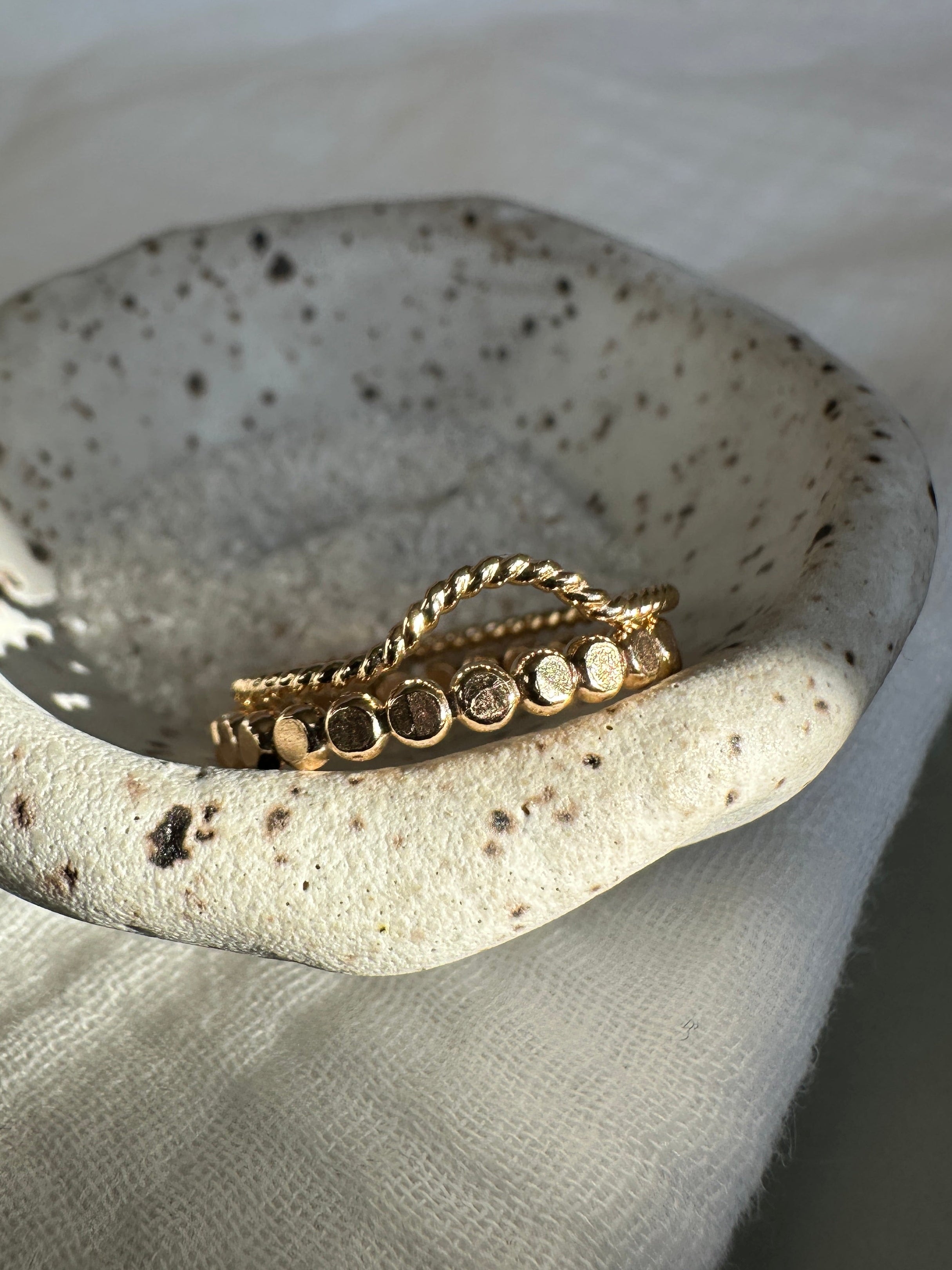 Gold Cove Ring with Bead Ring