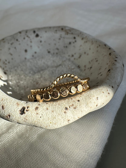 Gold Cove Ring with Bead Ring