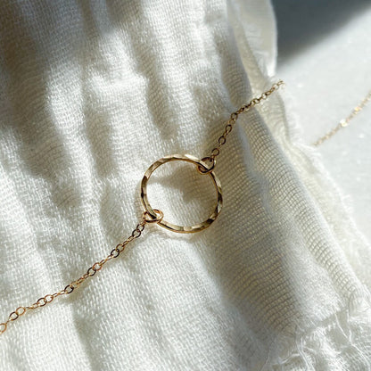 Silver Hammered Circle Necklace