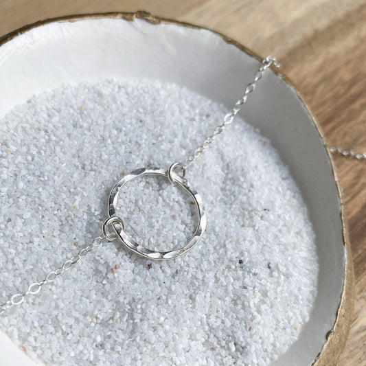 Silver Hammered Circle Necklace