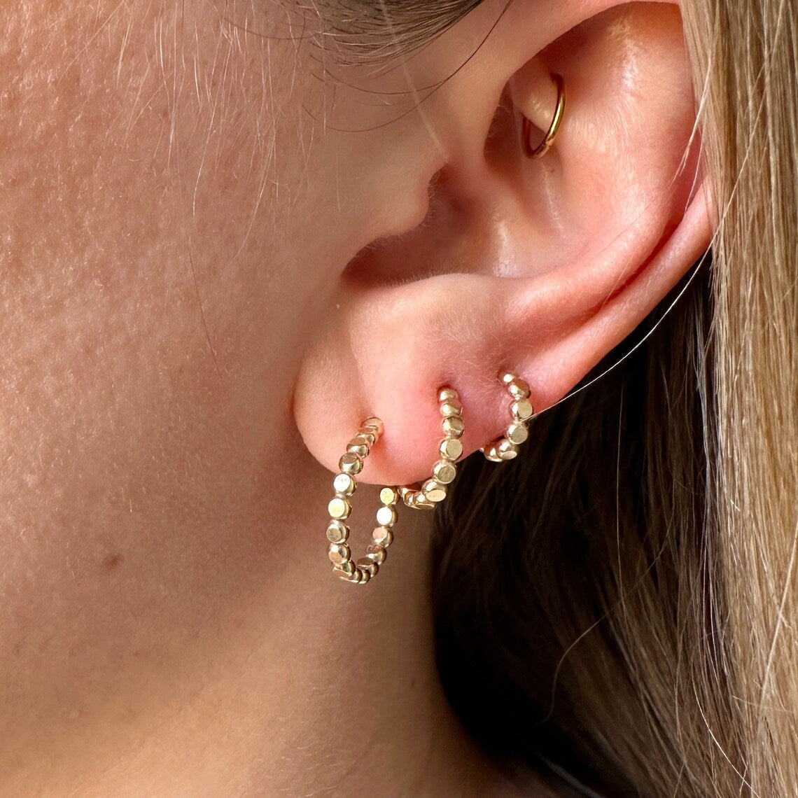 Gold Tiny Dot Hoop Earrings