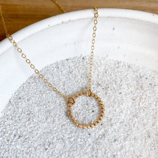 Gold Bead Circle Necklace