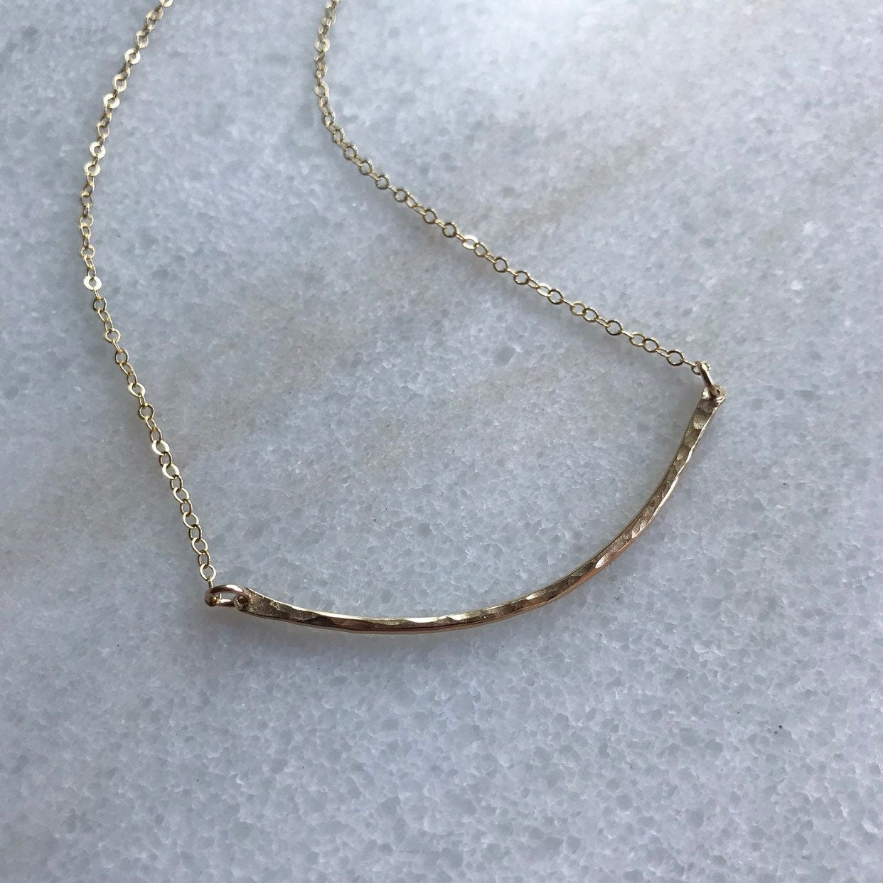 Curved Bar Necklace, Simple Bar Necklace, Gold Bar Necklace, delicate Bar, Hammered Bar Necklace, Jen Harding Necklace, dead to me necklace