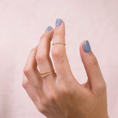 Gold Dainty Stackable Twist Ring, Boho Midi Rings, Handmade Jewelry, Minimalist Ring,