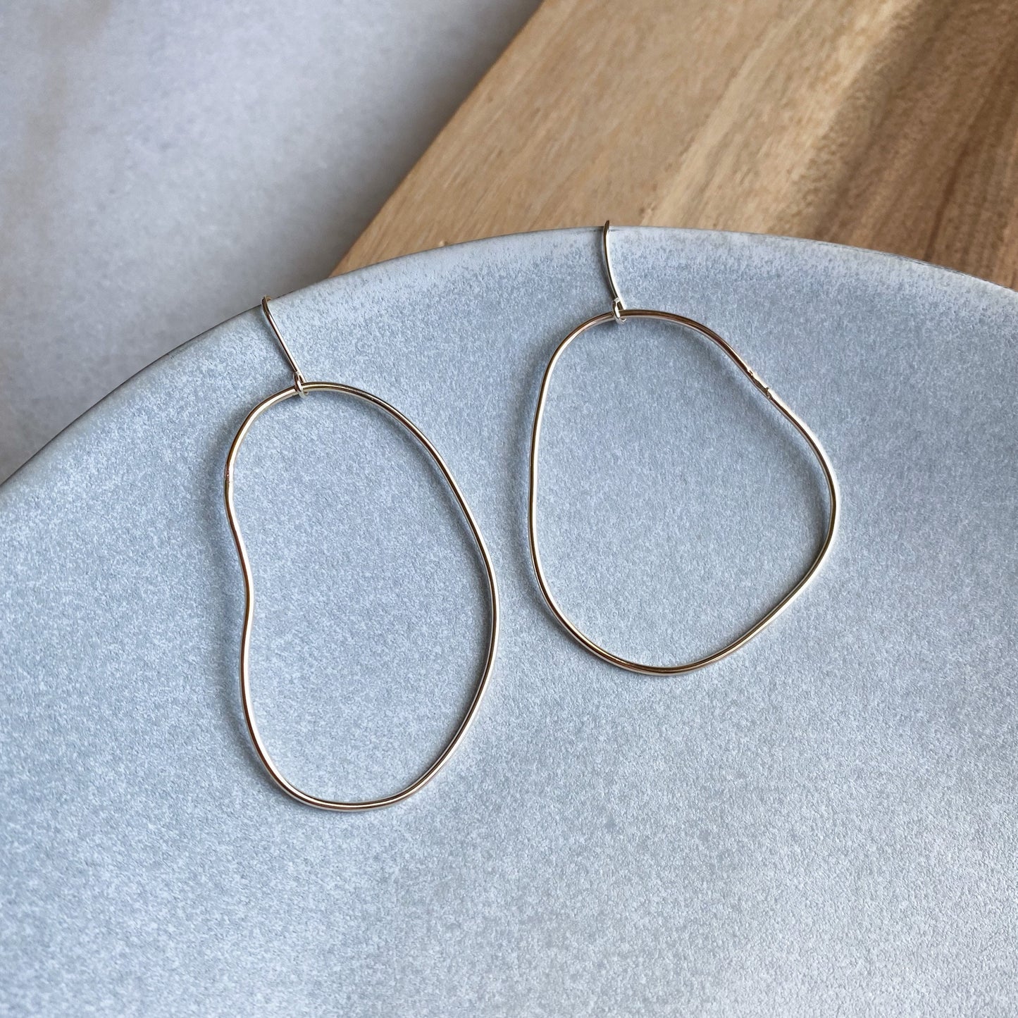 Abstract Earrings, Asymmetrical Earrings, Gold Earrings, Circle Earrings, Simple Gold Hoops Earrings, Hoop Drop Earrings, Long Gold Earrings