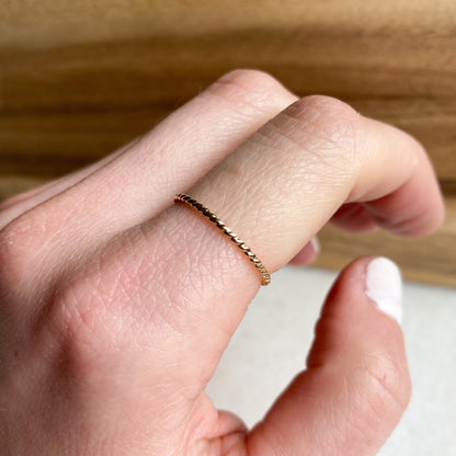 Gold Dainty Stackable Twist Ring, Boho Midi Rings, Handmade Jewelry, Minimalist Ring,