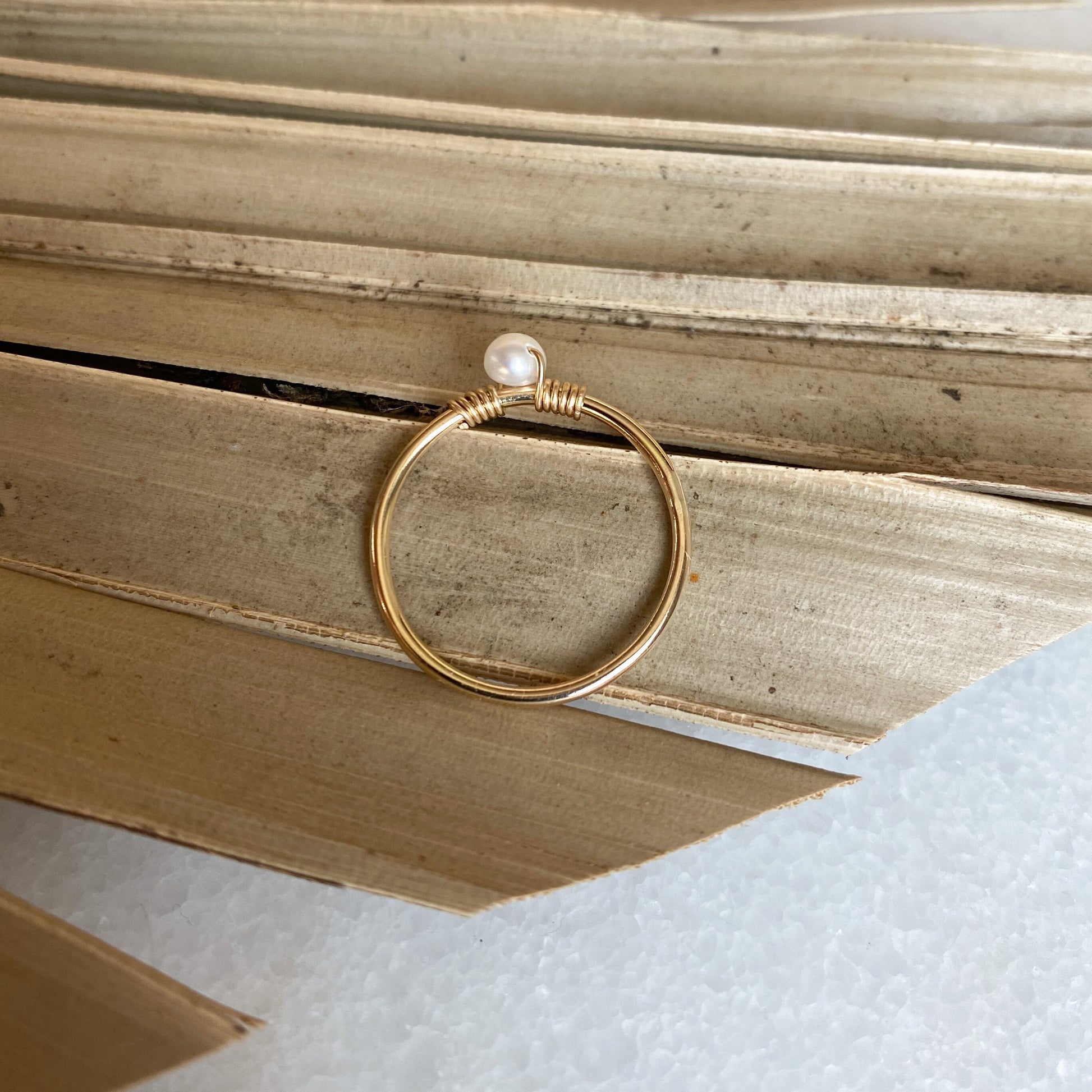 Pearl Band Thin Stacking Ring, Ultra Thin Gold Ring, Hammered Stacking Ring, Gold Fill Stacking Ring, Stackable Ring