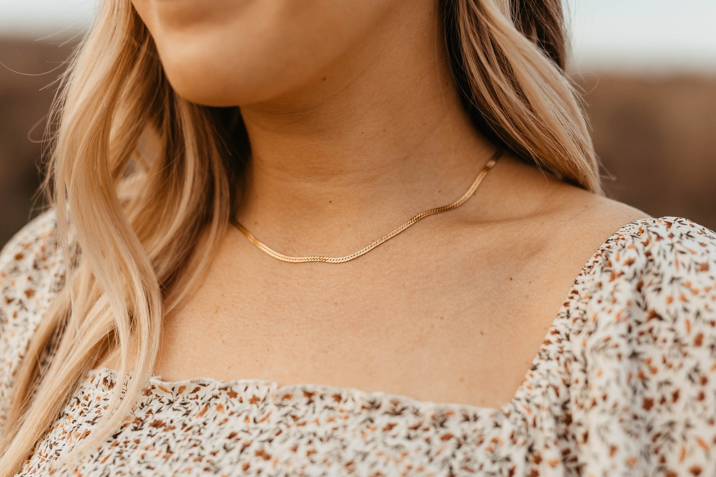 14K Gold Filled Herringbone Necklace, Non tarnish Gold Filled Thin Snake Chain Choker