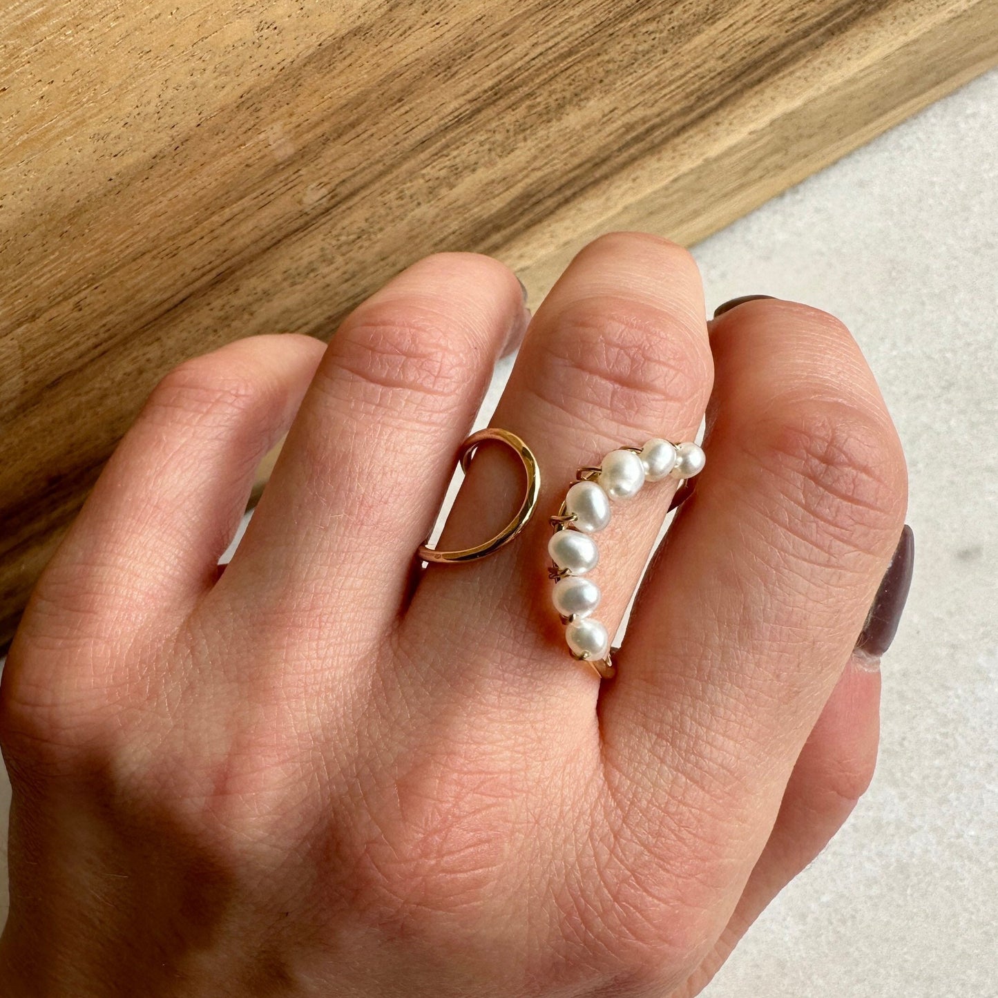 Pearl Ring, Pearl Statement Cocktail Ring, Gold Filled Ring, Freshwater Pearl Wrap Ring, Adjustable Ring