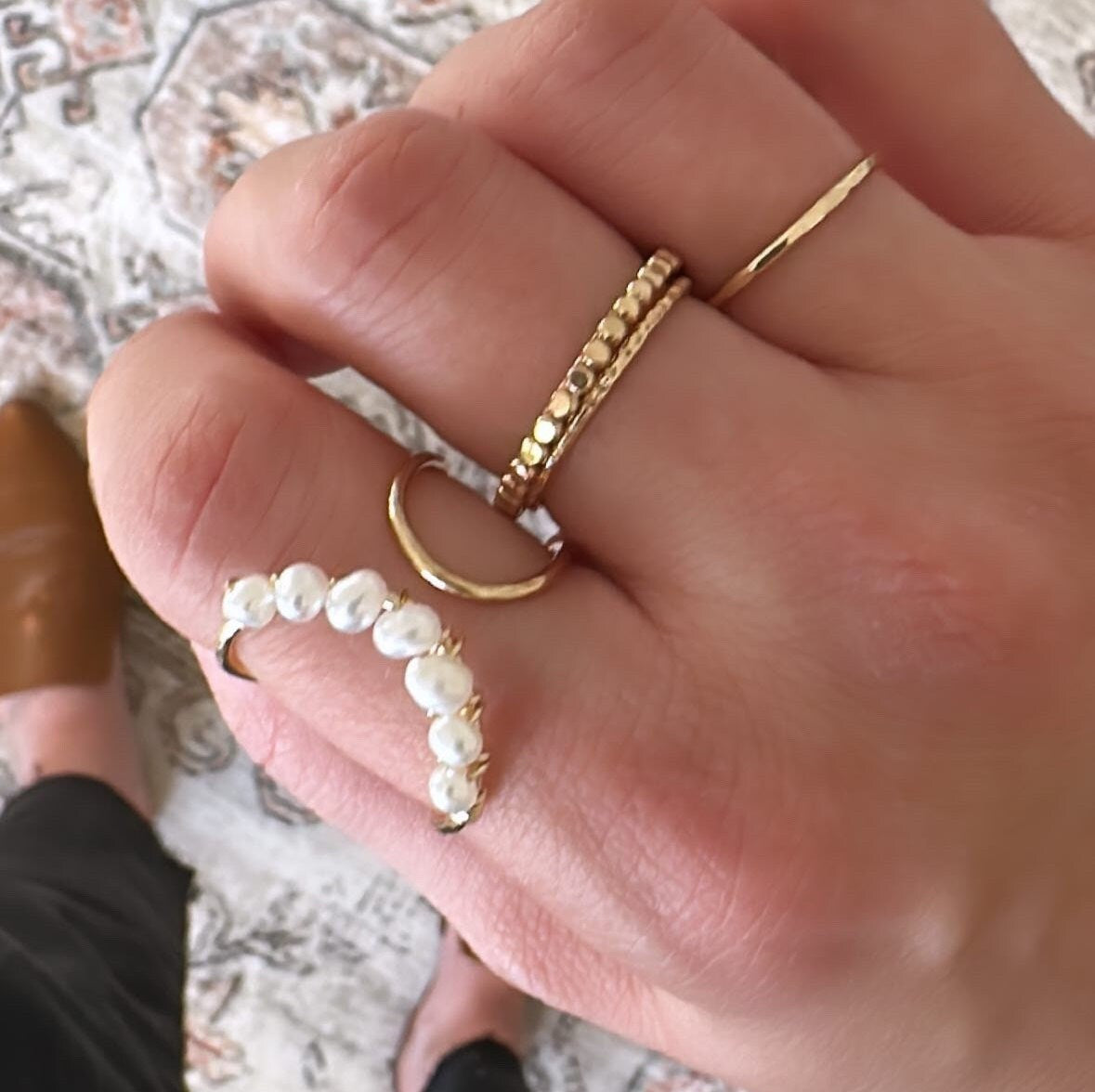 Pearl Ring, Pearl Statement Cocktail Ring, Gold Filled Ring, Freshwater Pearl Wrap Ring, Adjustable Ring