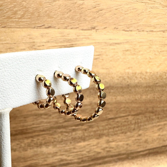 Gold Tiny Dot Hoop Earrings - Three Sizes