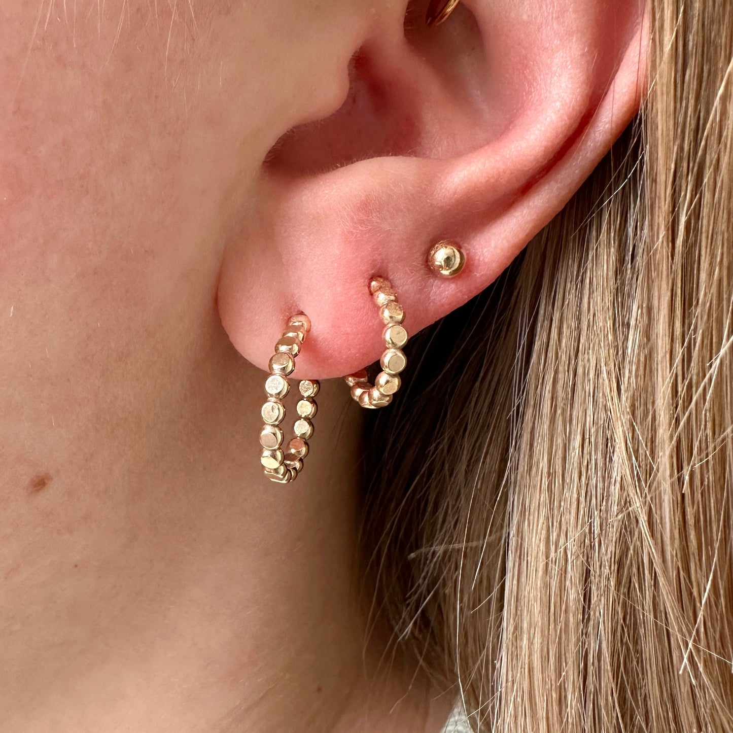 Gold Tiny Dot Hoop Earrings - Three Sizes