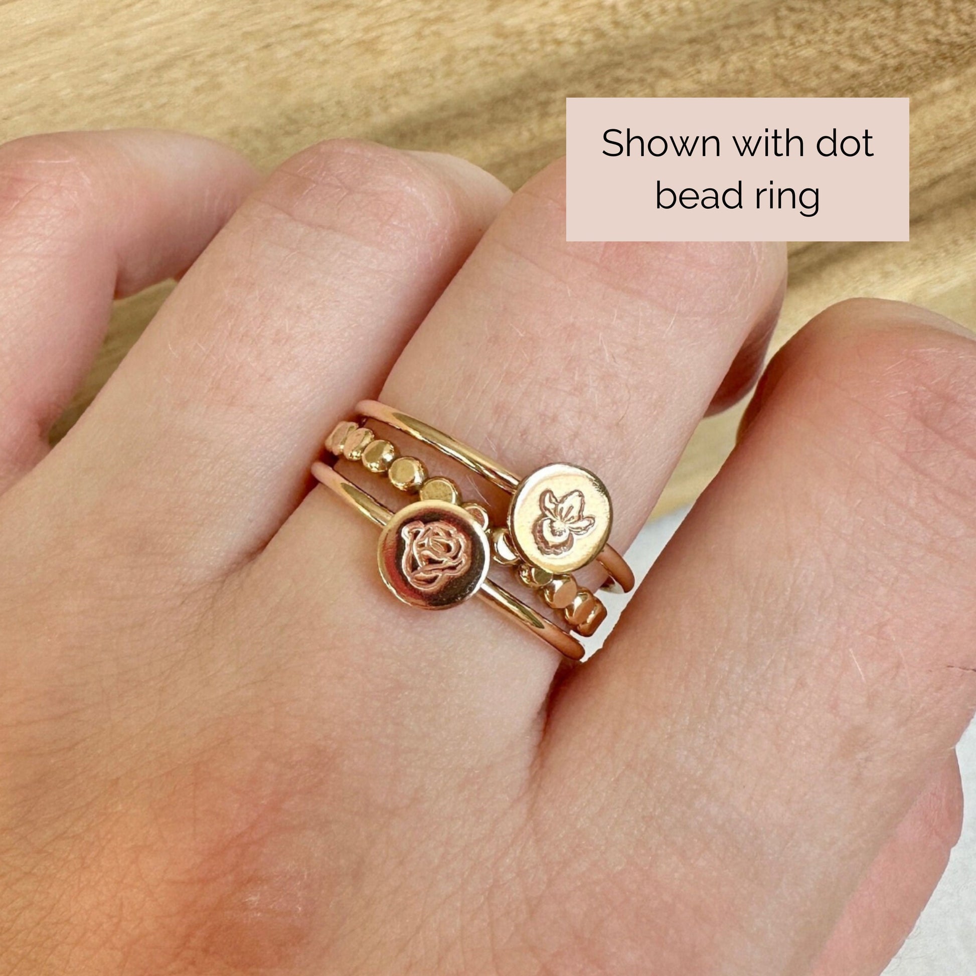 Personalized Birth Flower Stacking Ring