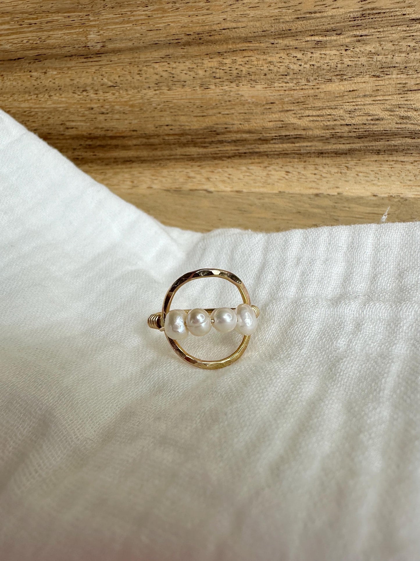 Lily Pearl Karma Ring, Pearl Open Circle Ring