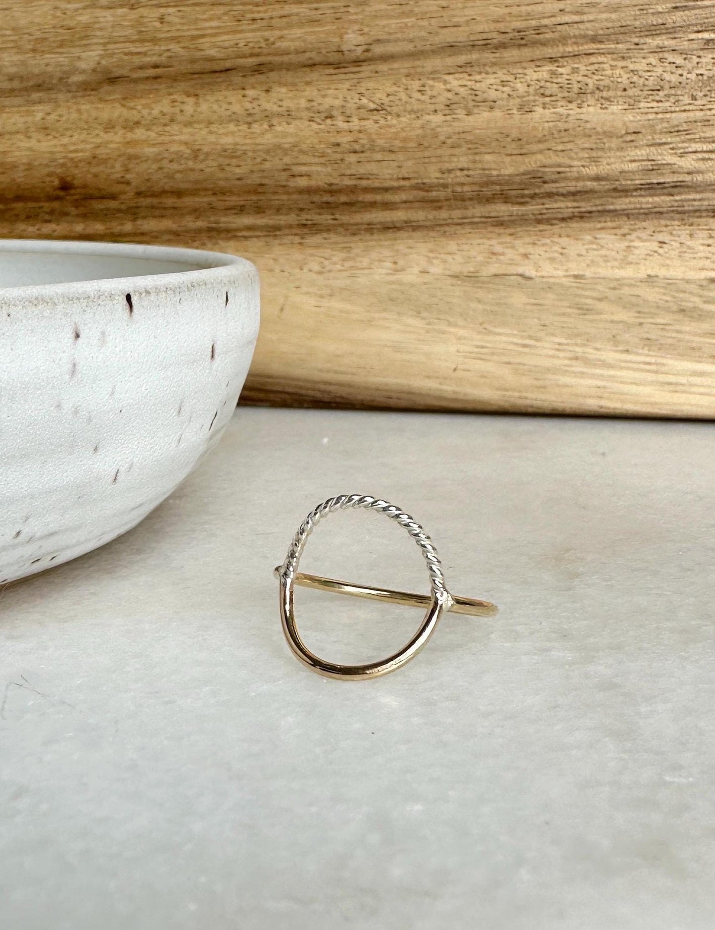 Mixed Metal Open Circle Karma Ring