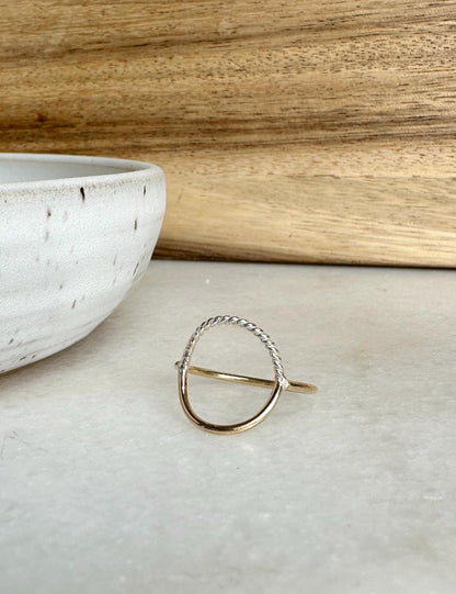 Mixed Metal Open Circle Karma Ring